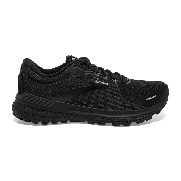 Brooks Adrenaline GTS 21 Walking Shoes - Women's - Black/White/Charcoal/Ebony (14827-AGOF)